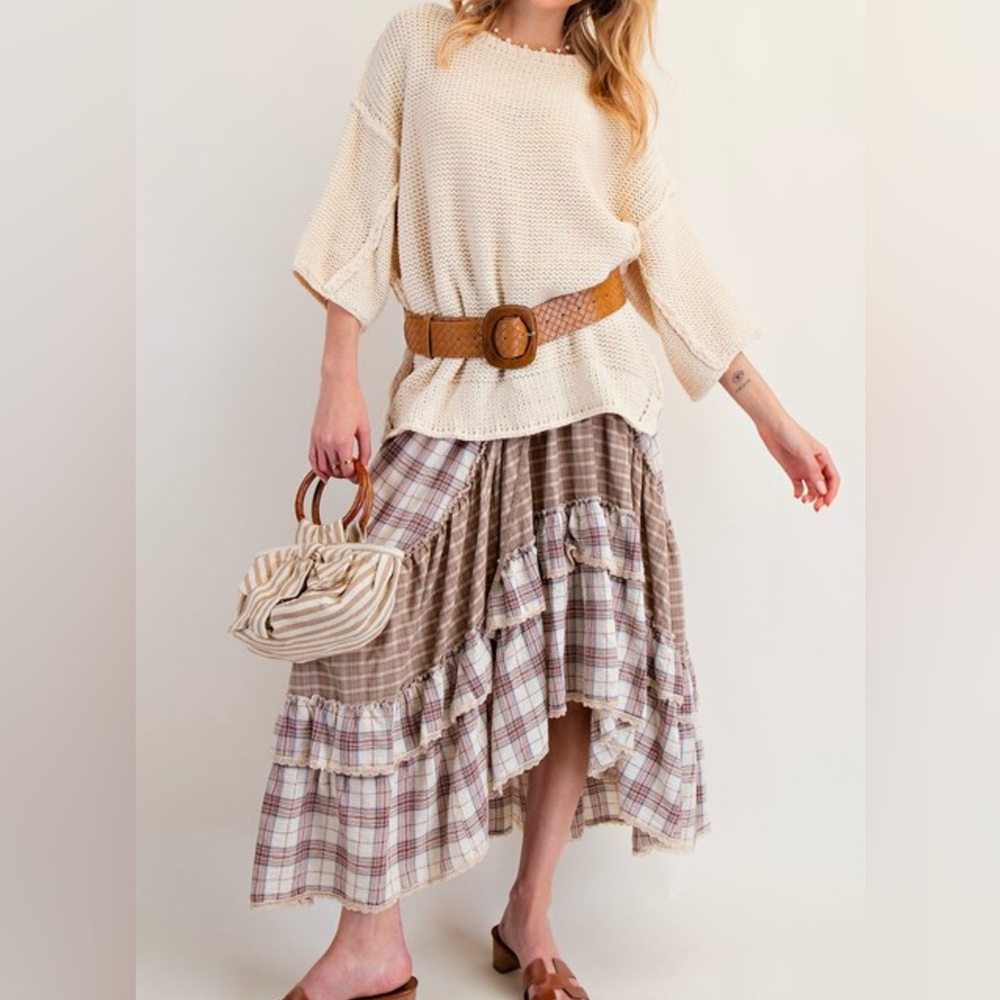 Easel Plaid Ruffle Skirt